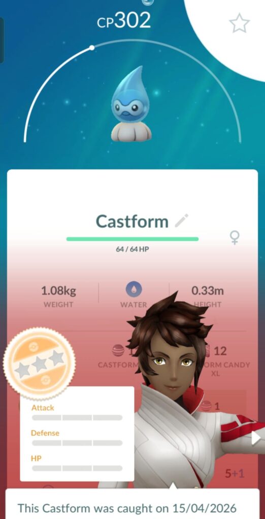 Went out grinding for a shiny… ended up with a nundo Castform instead 💀 Not what I wanted, but honestly kinda rarer so I’ll take it 💫✨