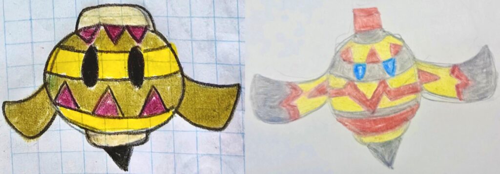 Trompillo: El Pokémon Trompo Tipo; Tierra/Planta + Piruétrox: El Pokemon Pirueta Tipo: Tierra/Psíquico