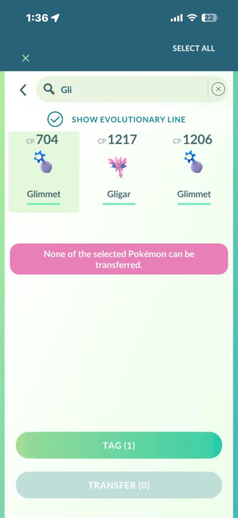 Hi, does anyone know why I am unable to transfer this Glimmet?