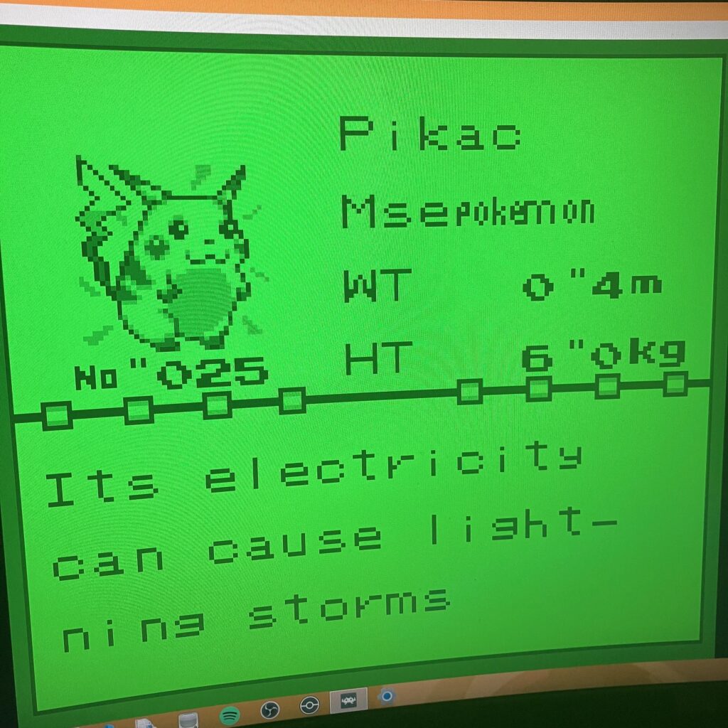 Pokémon Green Pikachu is so cute! I never knew it used to have the “:3” face!