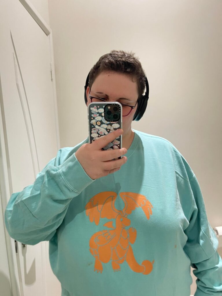 My first screen printing project! Mega Dragonite, art by me