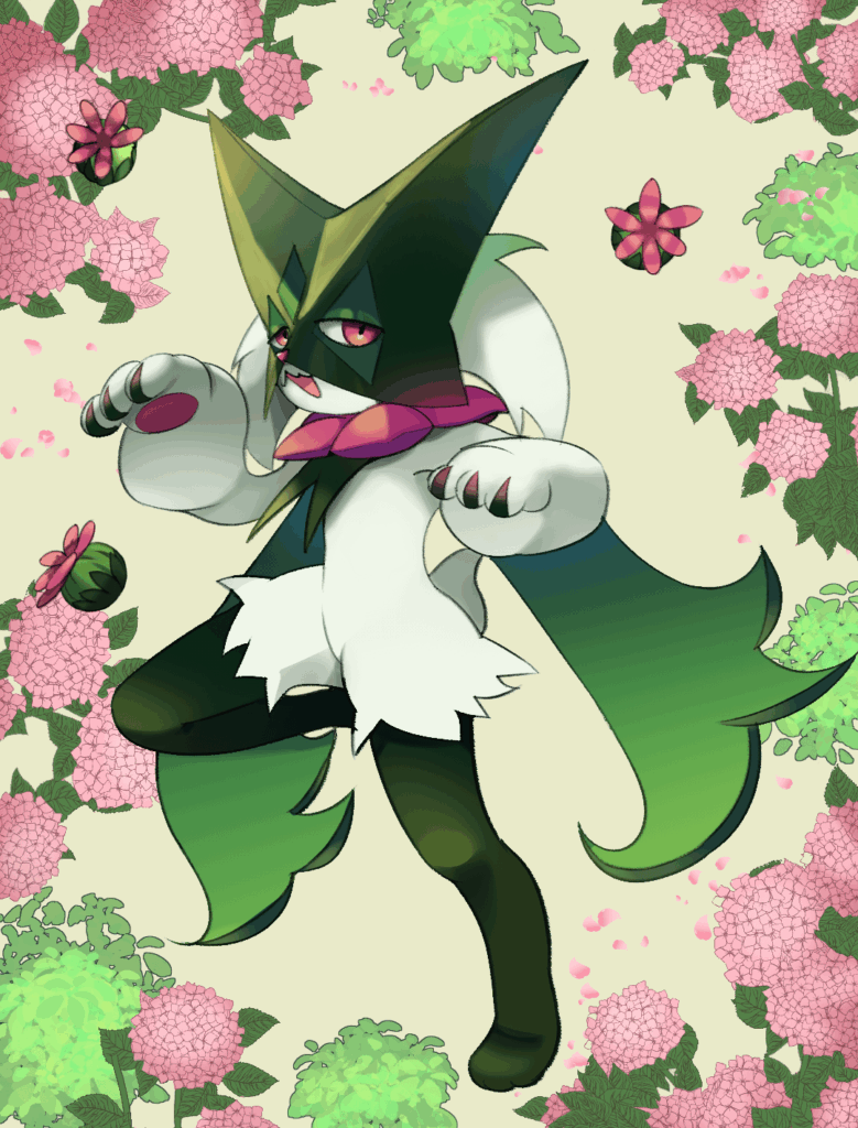 Meowscarada fanart by me 😼🍃