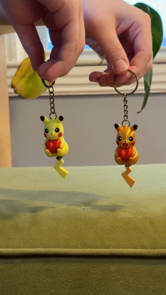 I made Pikachu and Shiny Pikachu magnets! (As in they stick together :P)