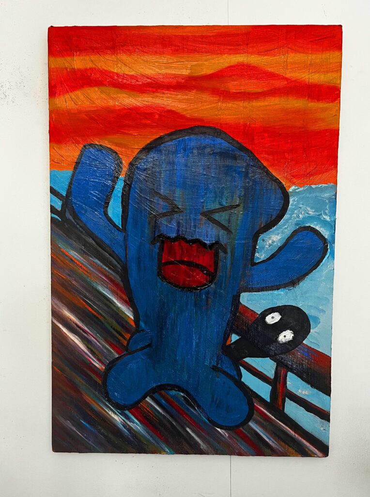 Paying homage to the Edvard Munch inspired series of promo cards, I’ve always felt like Wobbuffet deserved its own interpretation. Here’s my mostly finished take on the Scream.