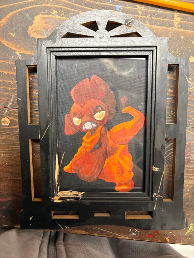 Scrafty throwing hands (acrylic)