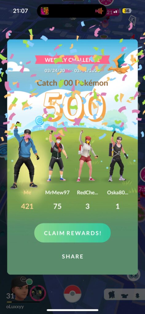 Just completed my first weekly mission in Pokemon Go!