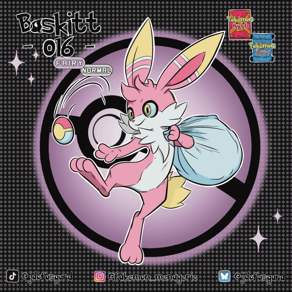 More Holiday Pokemon - Baskitt by fakemon_menagerie