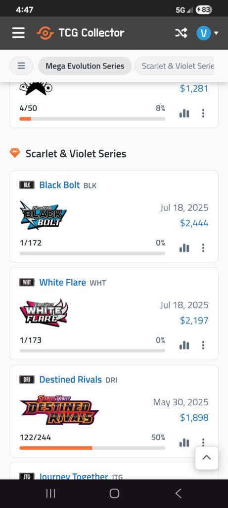 Just putting in My Sets on Tcg Collections and I realized....i Never got to open a single pack of White Flare and Black Bolt....😔