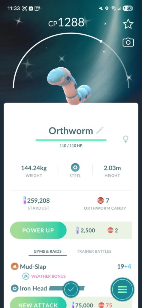 Orthworm shiny first try!!!