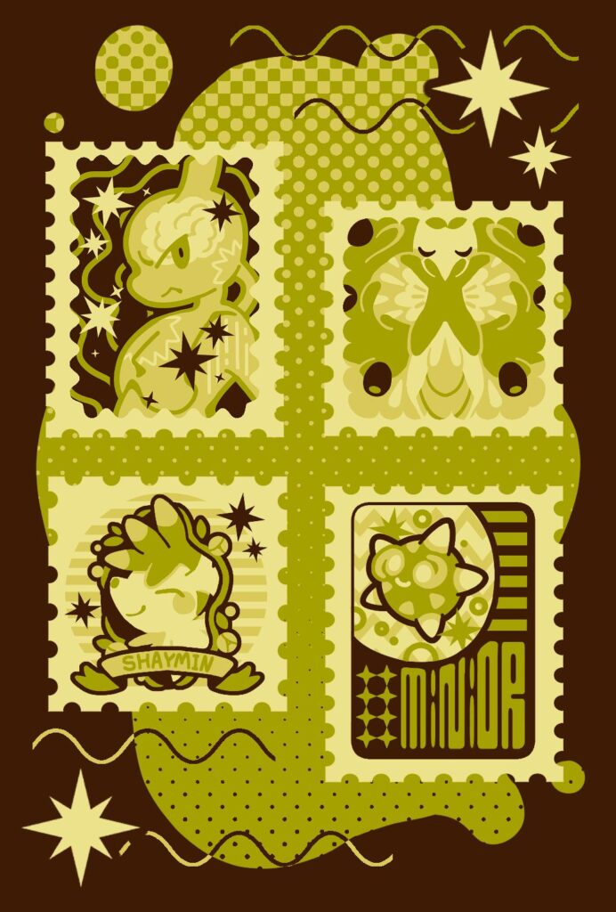 [OC]green color themed stamp designs!