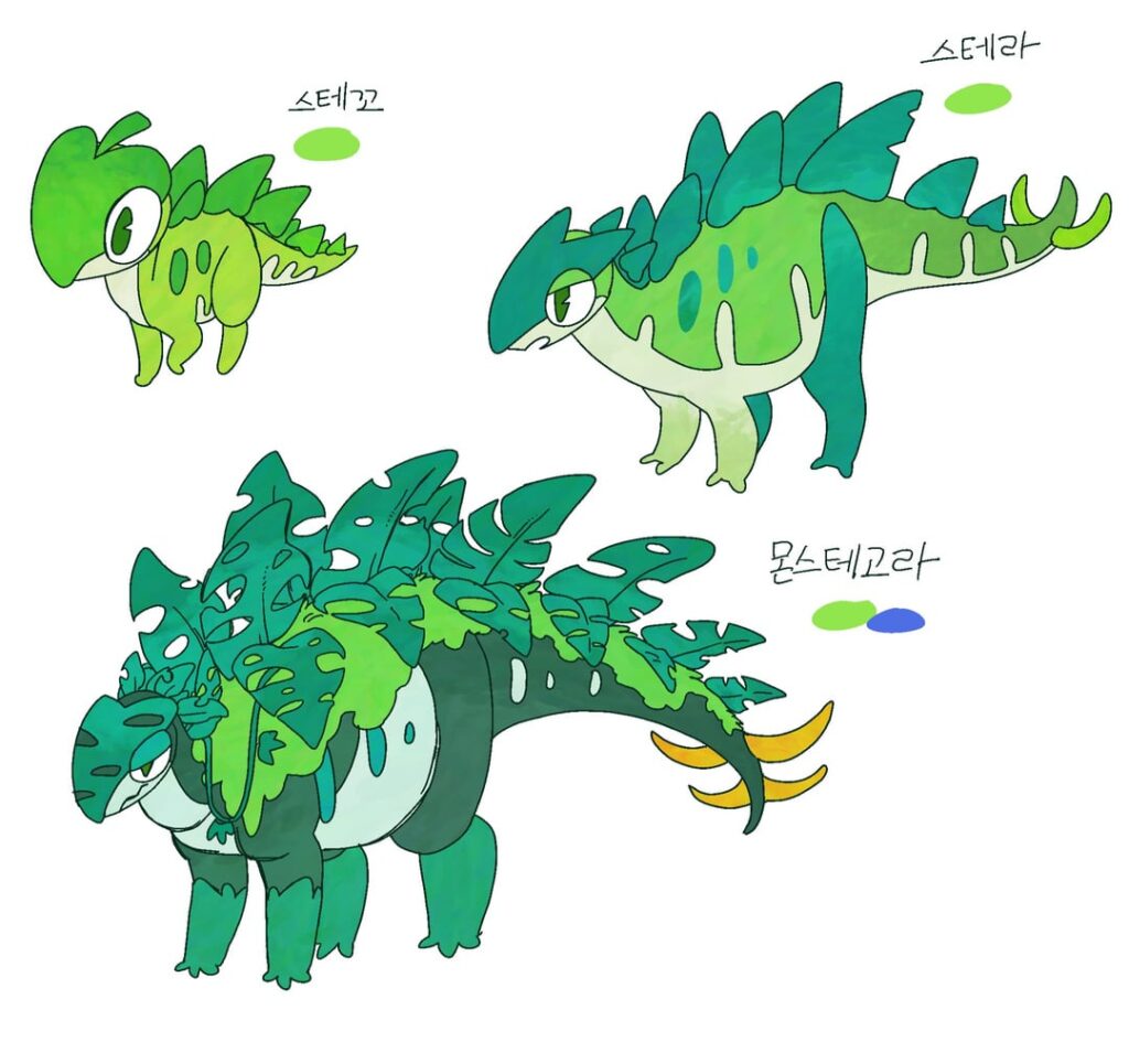 Ancient Pokémon Starters (by @bison_pang)