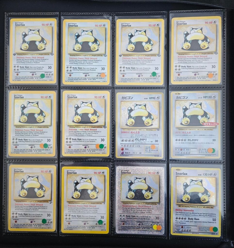 Completed my English/Japanese Snorlax master set!!