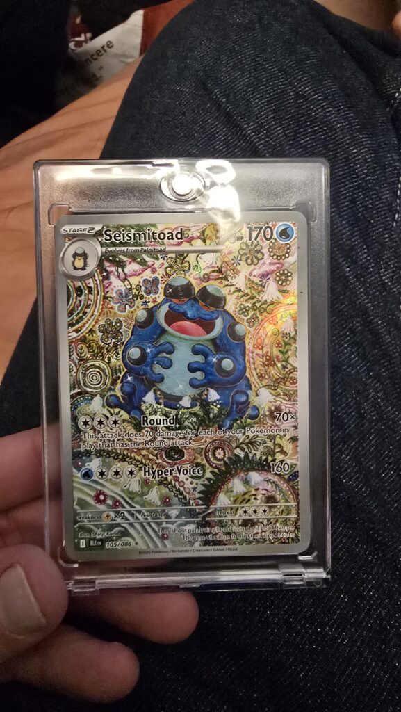 My son and I got a Black Bolt box from the vending machine and we got this thing, I looked it up and he said he would sell it to me for 135 dollars, so its mine now.