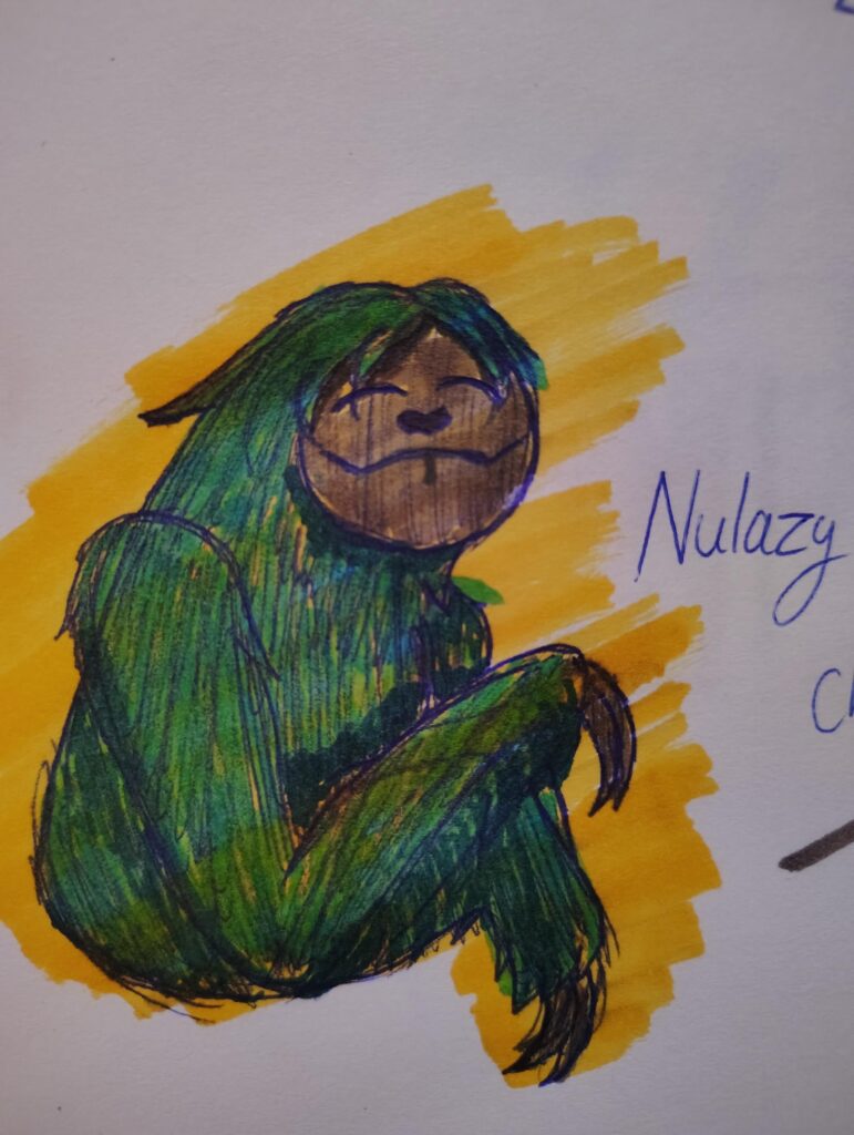 Grass type sloth fakemon: Nulazy