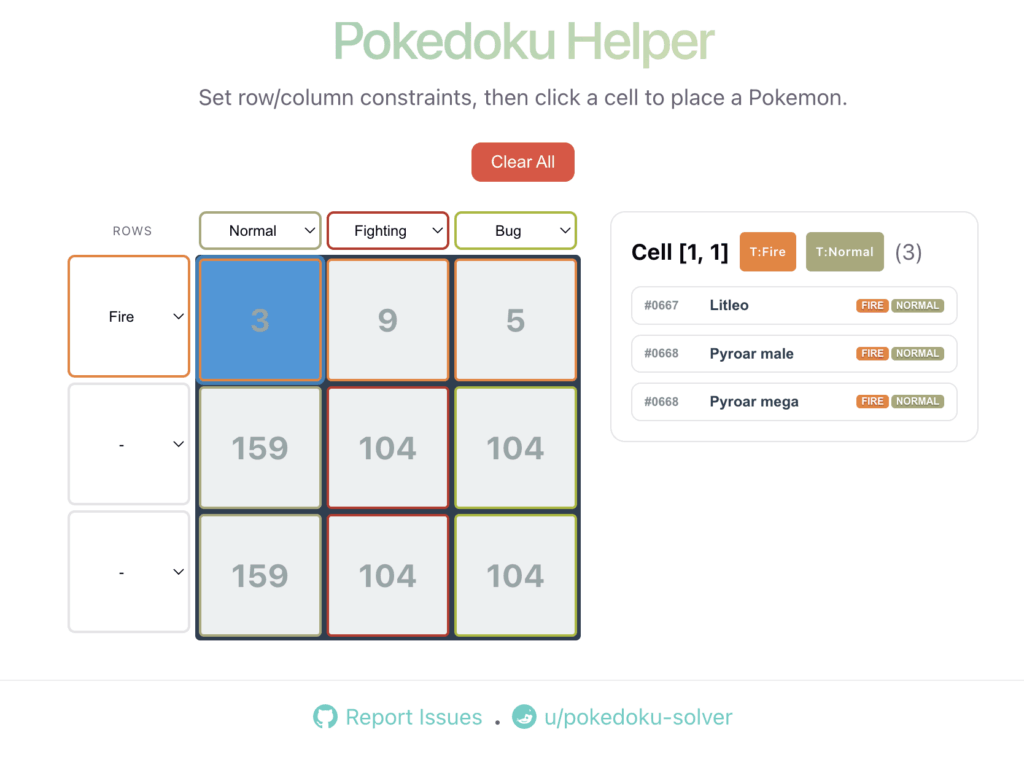 I built a Pokedoku Solver helper tool
