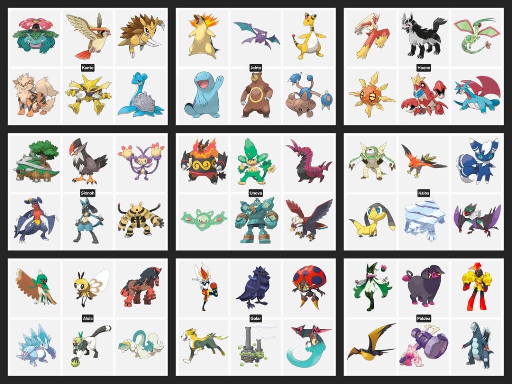 My pokemon teams for every region, plus my all time team.