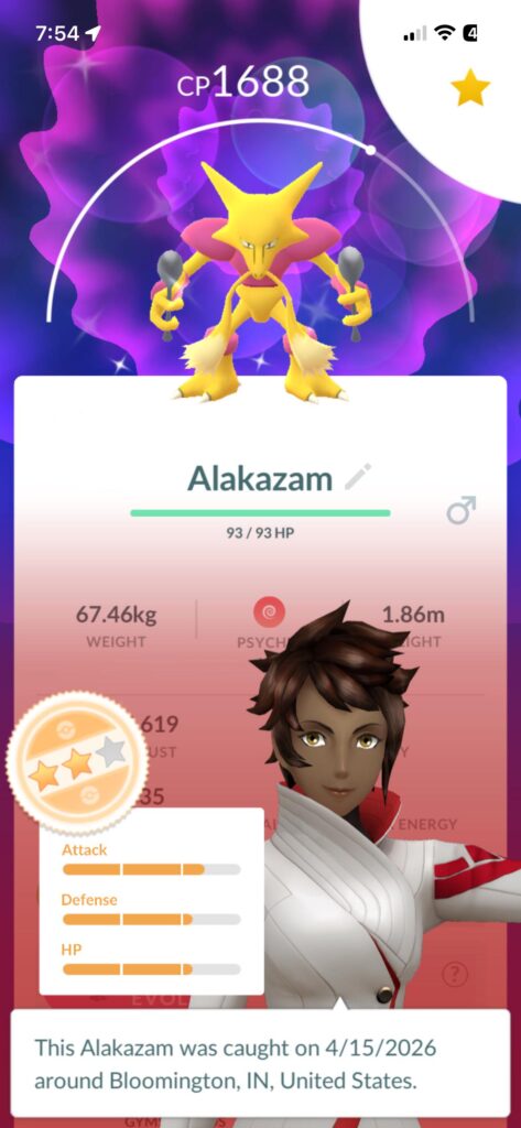First raid for Alakazam got this guy! What are those IV’s tho lol