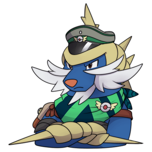 My Grumpy PMD OC Oscar the Samurott (Commissioned from Eternity9 on deviantart)