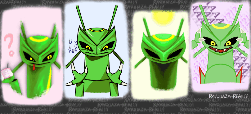 A random batch of Rayquaza face fronts (Part 1) [OC]
