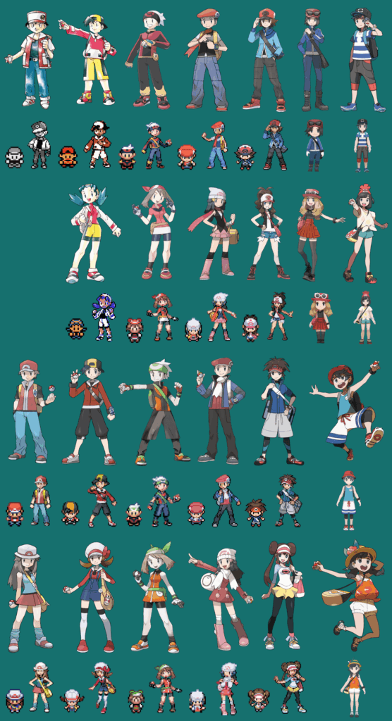 player artwork vs game sprite male and female