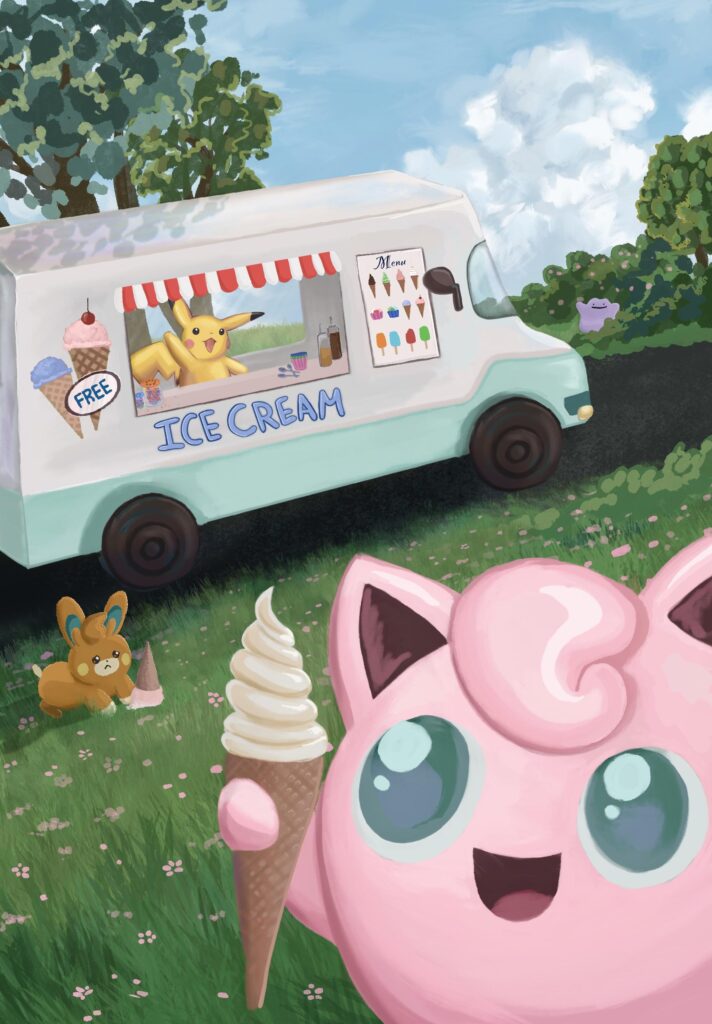 Illustration I made of jigglypuff enjoying free ice cream