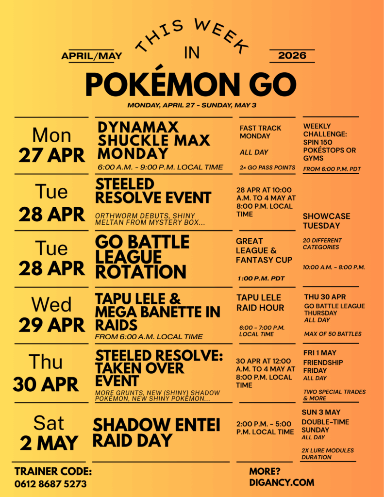 This Week in Pokémon GO (Monday, April 27, 2026 - Sunday, May 3, 2026)