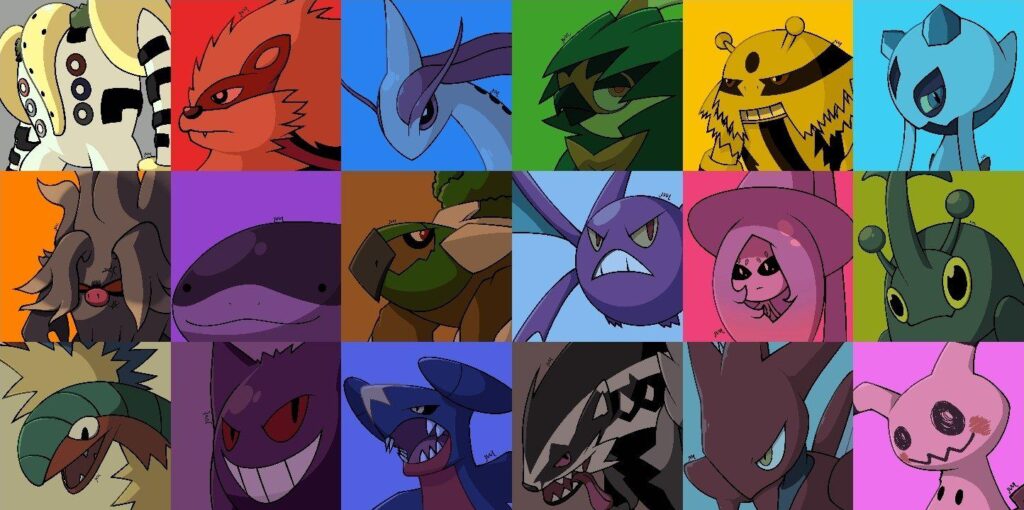 Drew my favourite Pokemon of evedy type! [OC]