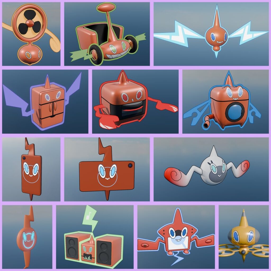 UPDATED: I've 3D modelled all of the Rotom forms and their shiny version (those who have it)