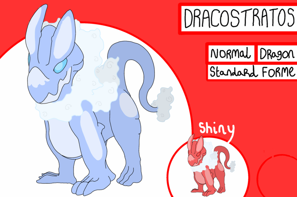 No one seems able to get their stories straight about the form of this Pokemon... it's almost like it has a certain ability. Meet Dracostratos, a powerful Forme-Switching Pokemon!
