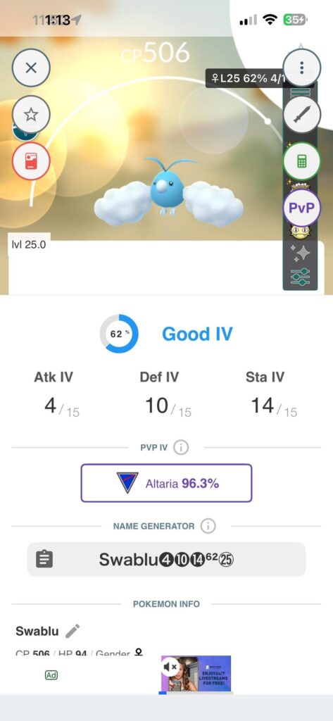 Which should I evolve to Altaria for great league battles?
