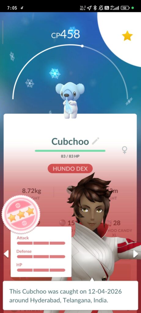 Research tasks finally paid off: 100% IV Cubchoo secured! 💯