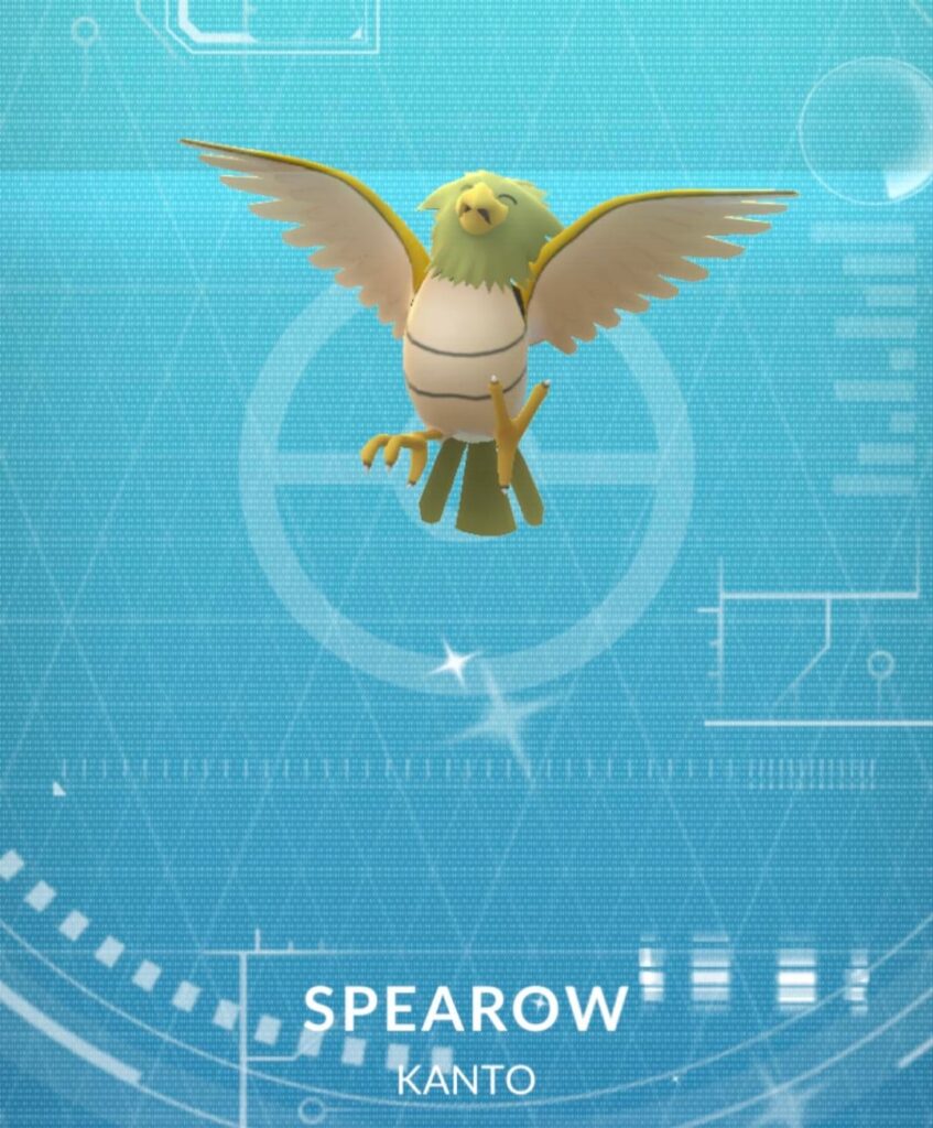 just caught a shiny Spearow, he looks so happy!!!