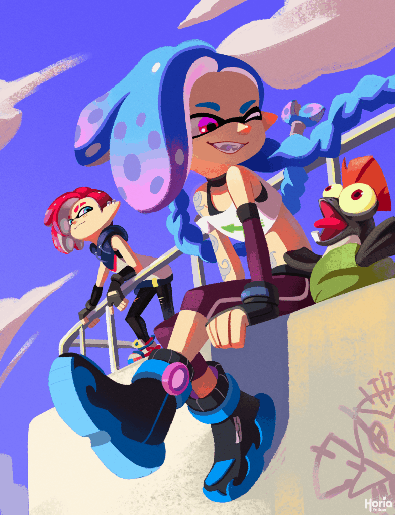 Jinx and Vi - Splatoon style fanart (horia.yellow)