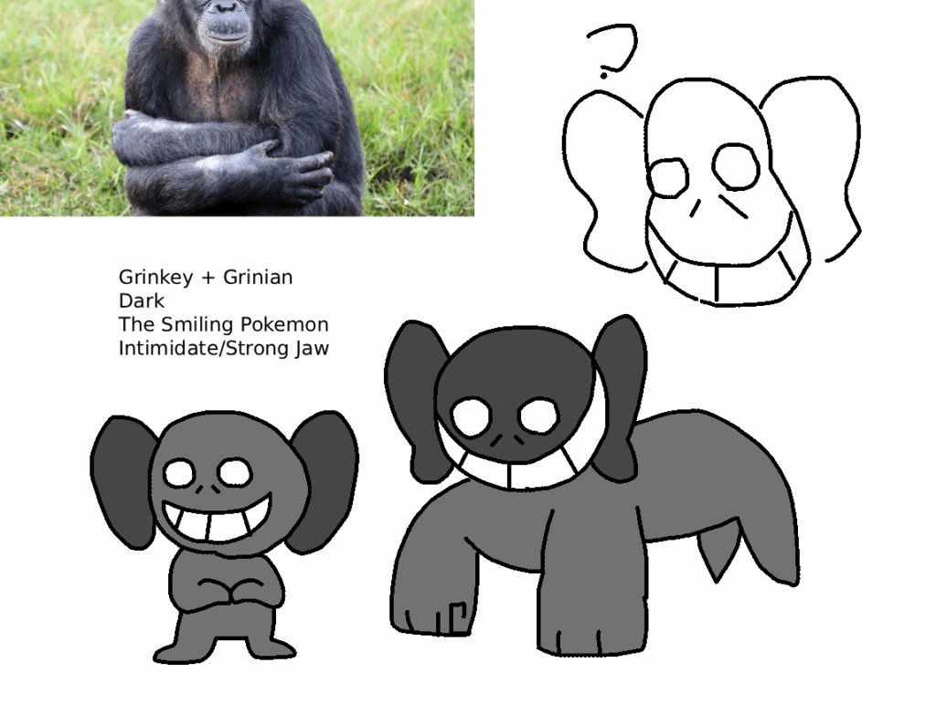 concept sketch for my monkey pkmn idea except my hands hurt so its really bad