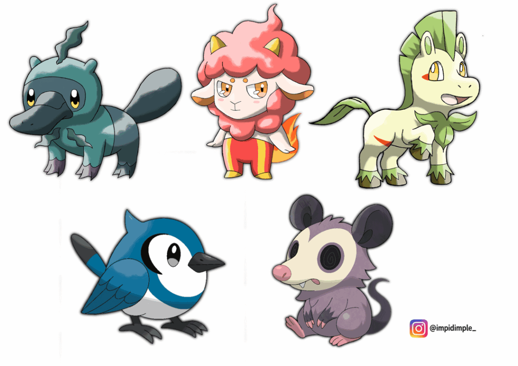 Just a couple of mons I've been working on for my little region. Swipe to see evolutions.