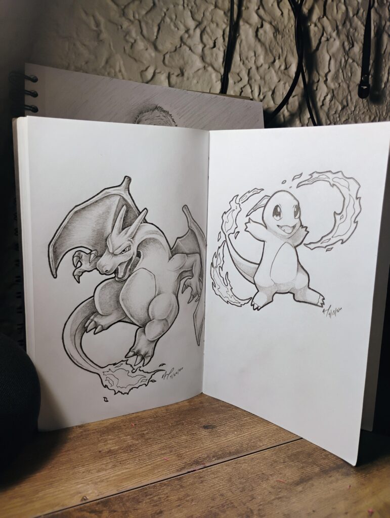 Charizard and Charmander sketch