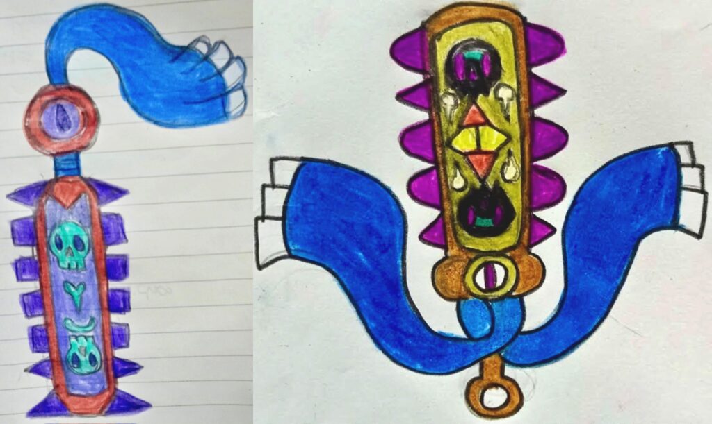 Macuahilt: El Pokémon Empuñadura Tipo: Roca/Fantasma + Obsiditlán: El Pokemon Obsidiana Tipo: Roca/Fantasma