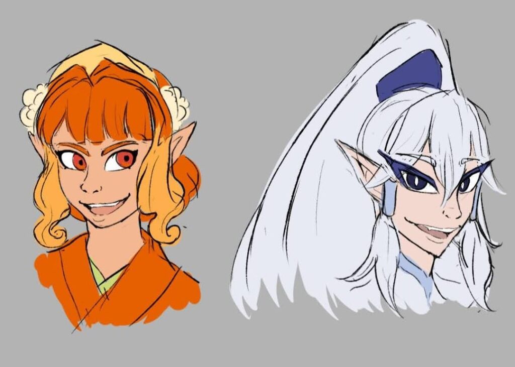 [OC] doodles of gijinka/human designs for some legendary duos