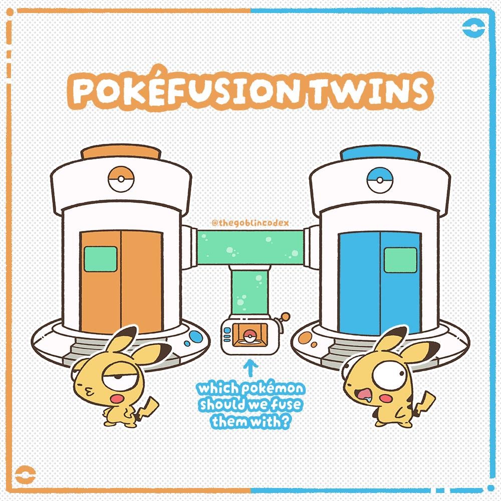 (OC) PokéFusion Twins: Which Pokémon should we fuse the pikachu twins with? One will go right, the other… not so much.
