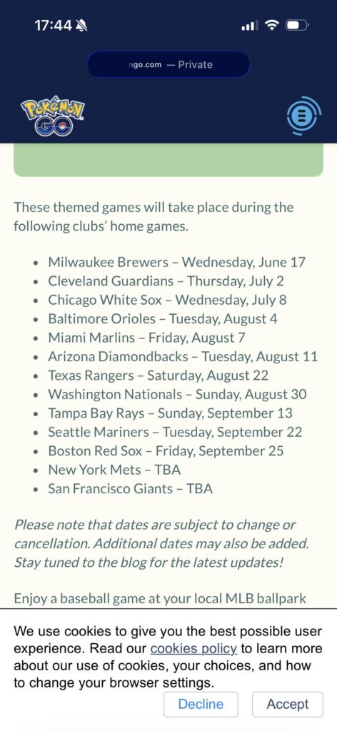 Anyone planning on going to the MLB Pokémon go games?
