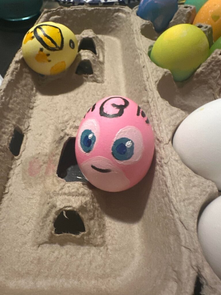 Wigglytuff egg I dyed/painted for Easter
