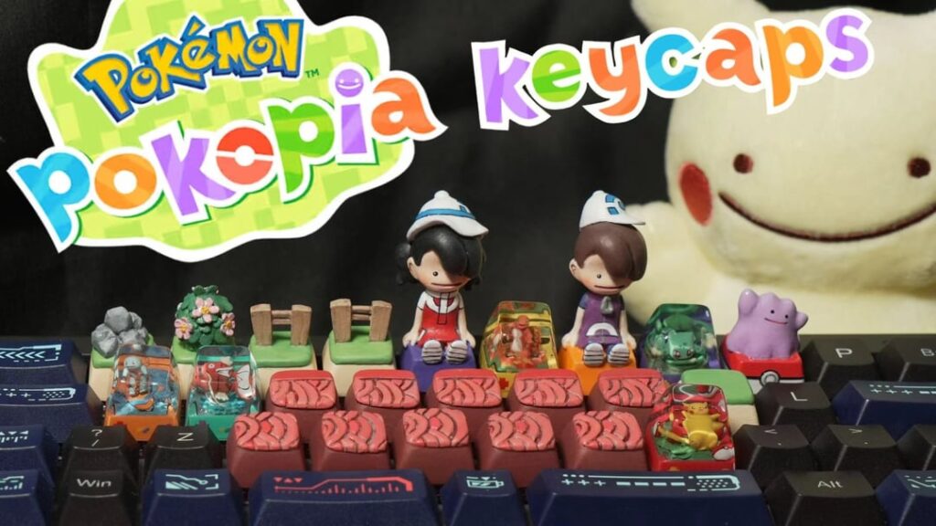 I transformed my keyboard into Pokopia! (Handmade Keycap Sets)