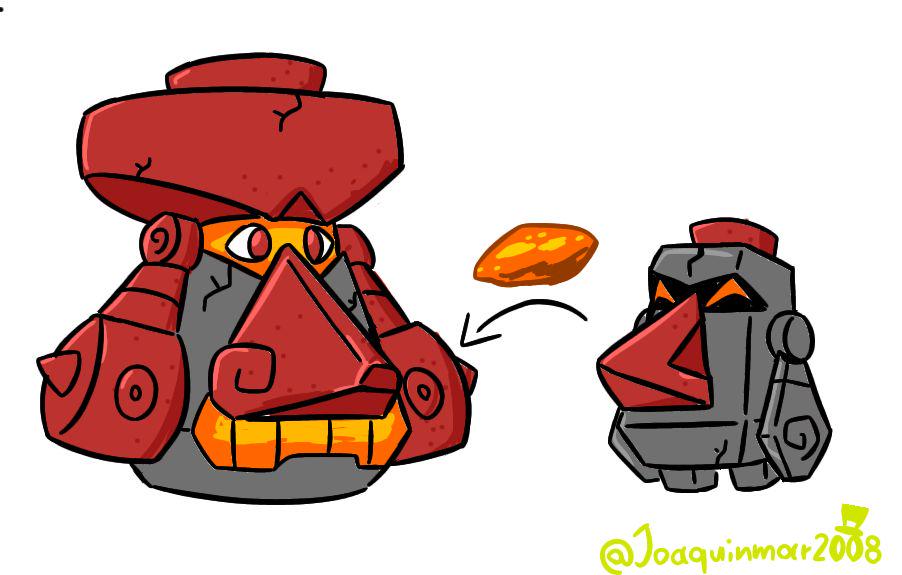 [OC] regional Nosepass (fire/rock) and Probopass (fire/steel)