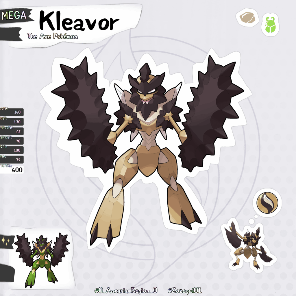 If Scizor have a Mega, why not Kleavor? Well, in the Antaria Region Kleavor does have a Mega!