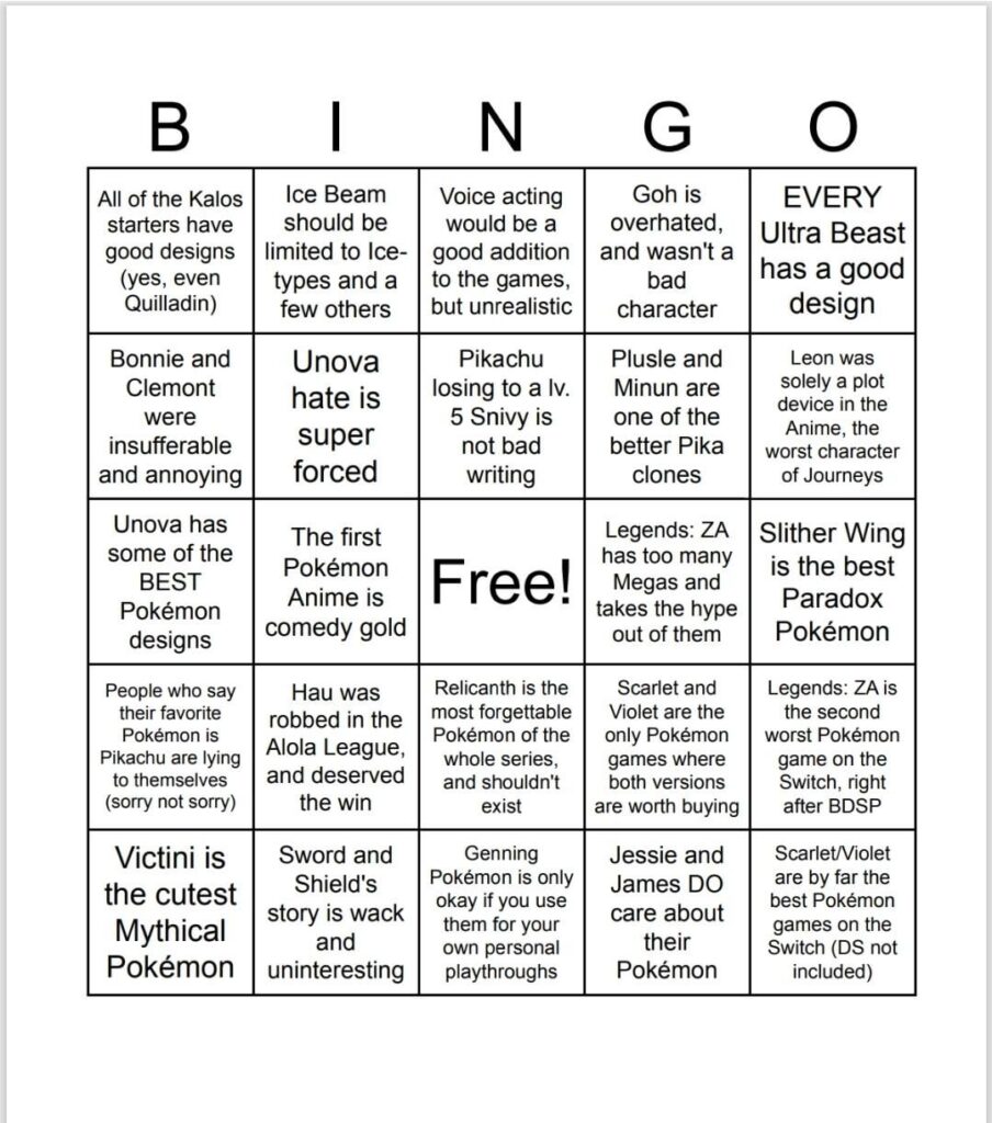 Bingo of my hot takes and unpopular opinions! Which ones do you agree with?