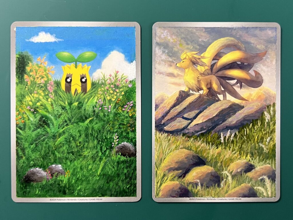 How it started vs how it’s going - 6 months of painting on Pokemon cards