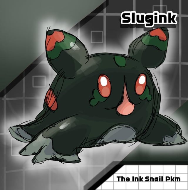 Some snail fakemon made of ink