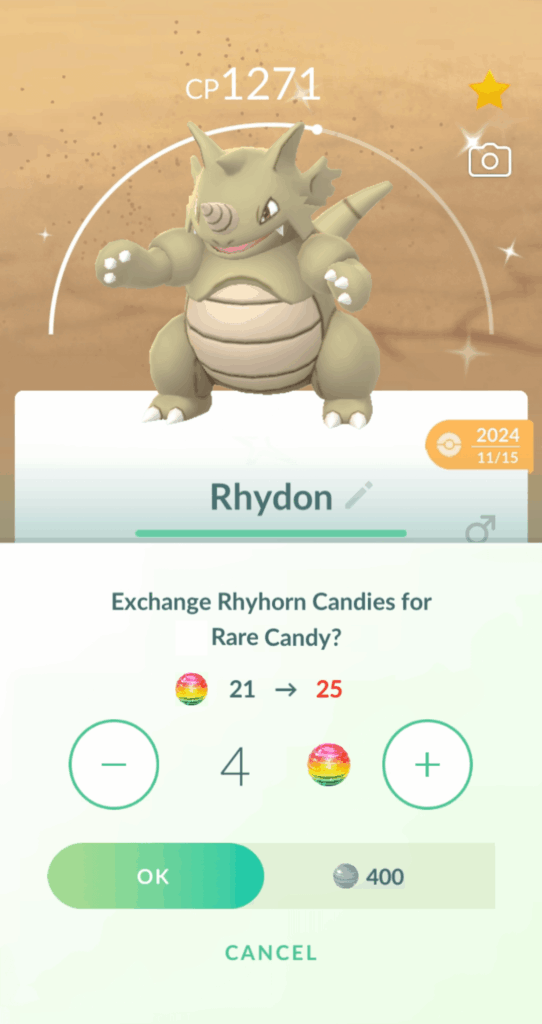 Let us exchange Pokémon candy for Rare Candy.