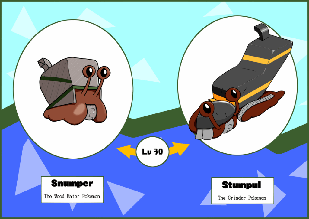 Incredibly specific snails! Kadia Dex #018 Snumper and #019 Stumpul