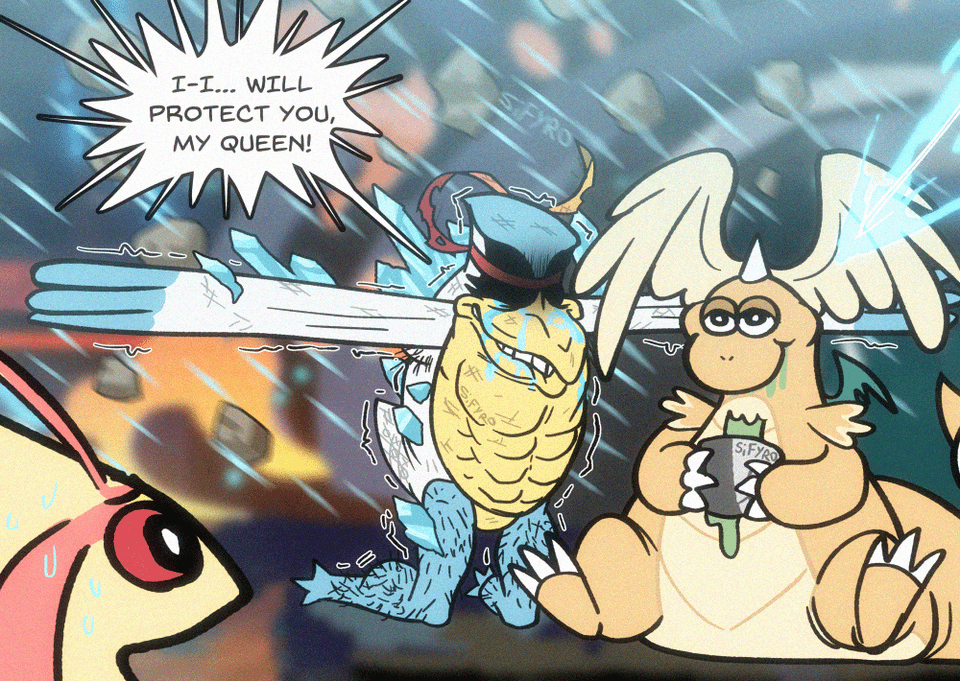 [OC] Due to the recent Aggron ore incident. I decided to add Pelipper & Dragonite to the team. (Also adding random Espeon art I made a while ago)